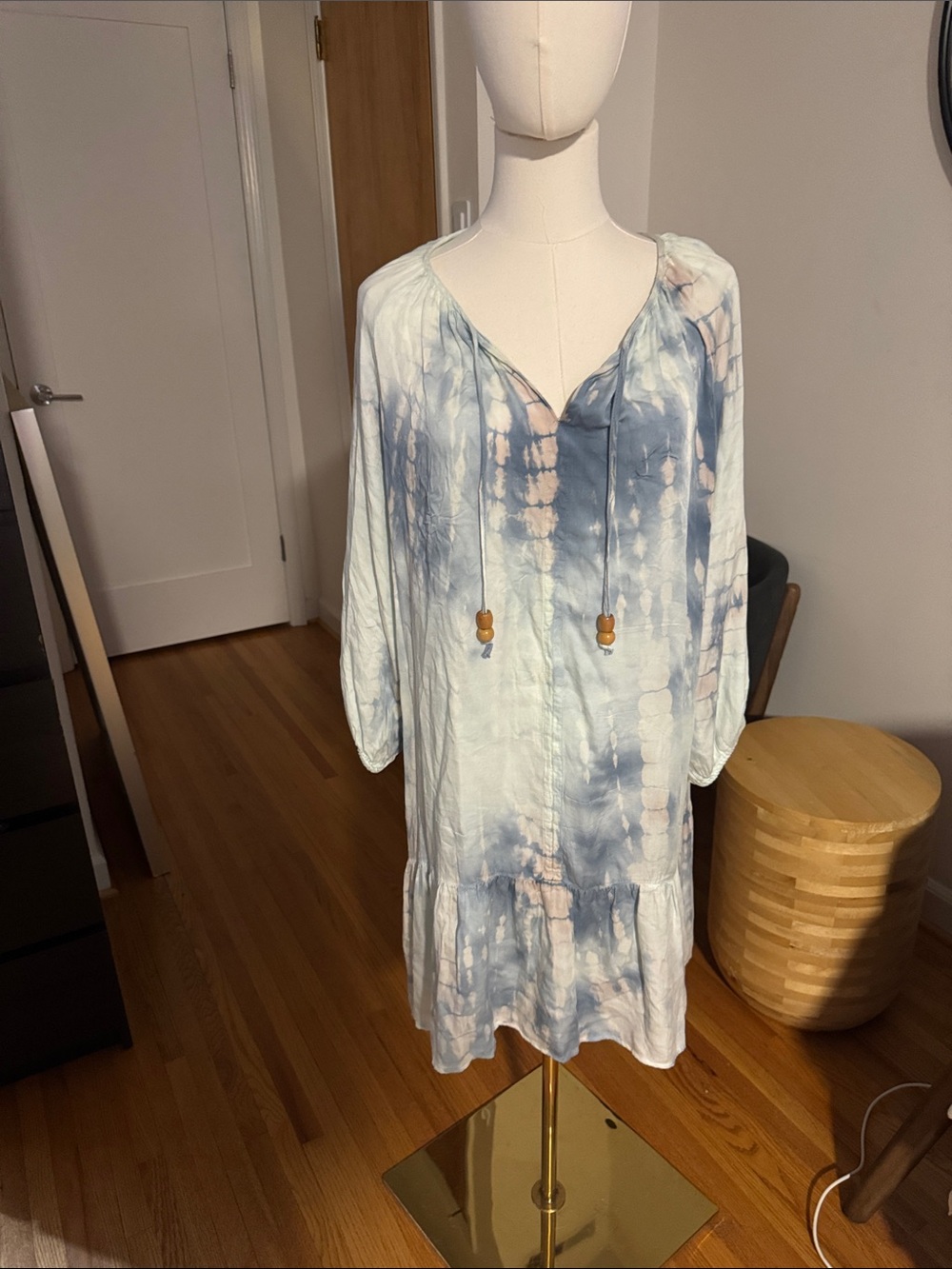 River & Sky Blue Tie-Dye Boho Tunic Dress